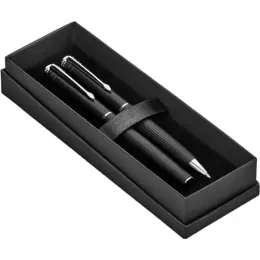 Alex Varga Mollino Ball Pen & Rollerball Set Black Gift Box Open